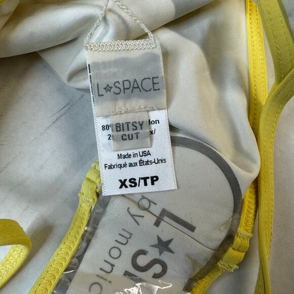 L Space Tommy Bitsy Bikini Bottom Cream Lemon Contrast Trim NWOT Size XS - Picture 6 of 6